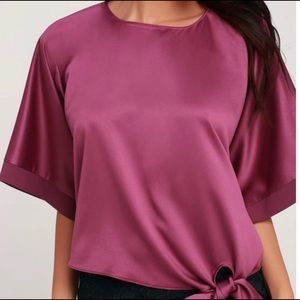Purple satin blouse lulus